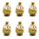 Pack of 6 Royal Traditional Golden Decorative Net Potli Basket, Gifts For Dry Fruits Packing, Wedding, Baby Shower, Birthday Return Gift,